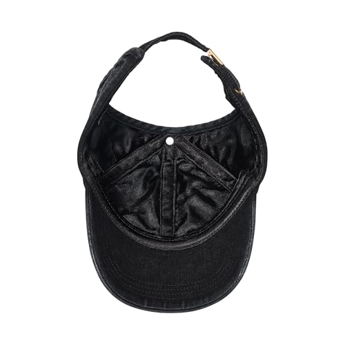 Backless Satin Lined Cap for Curls & Protective Styles - Solid Black Denim