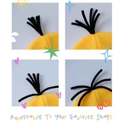 6PCS Costume Accessories Set Yellow Beanie Knit Hat Vintage Goggles Glasses Black Gloves for Halloween Cosplay