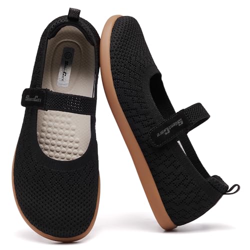 Barefoot Women’s Mary Jane Flats Black 7.5 Wide Toe Box Adjustable Straps