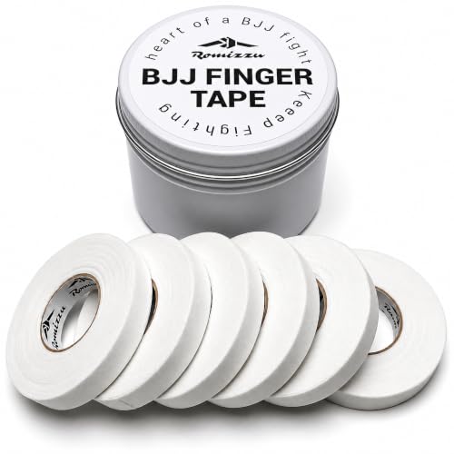 BJJ Jiu Jitsu Finger & Thumb Tape - White, 6 Rolls in Metal Tin