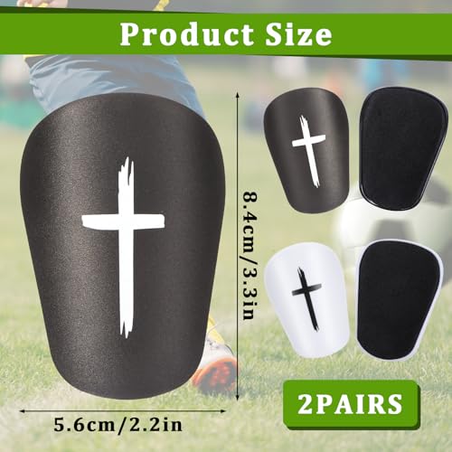 Mini Soccer Shin Guards 2 Pairs Black & White Impact Protection for Men Women