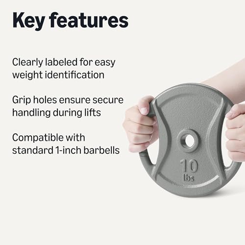 10 lb Cast Iron Weight Plates Set with Grip Holes - 4 Pieces, 1 Inch Barbell Compatible