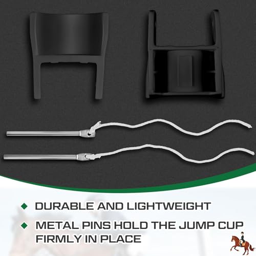 Black Horse Jump Cup Set - 4 Pairs Plastic Jump Cups with Pins for Equestrian Use