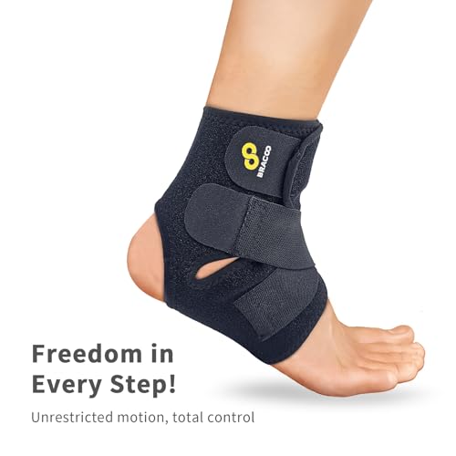 Ankle Brace for Men Women Adjustable Compression Sleeve - Classic Black, One Size