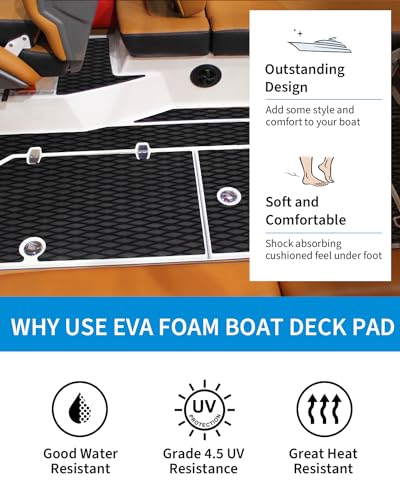 Black Camouflage Boat Flooring Traction Pad - 96"L x 16"W, UV Resistant