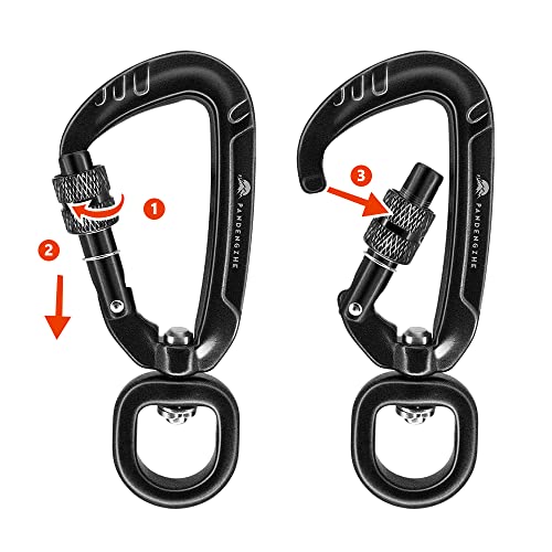 2 Pack Locking Carabiner Clips 2.5" with Swivel & Screw Lock for Pets Camping Hiking