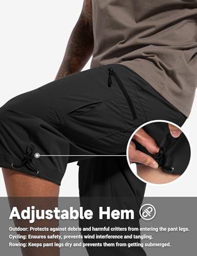 Moosehill Men's Cargo Long Shorts - 3/4 Length Quick-Dry Hiking Pants - Black 40