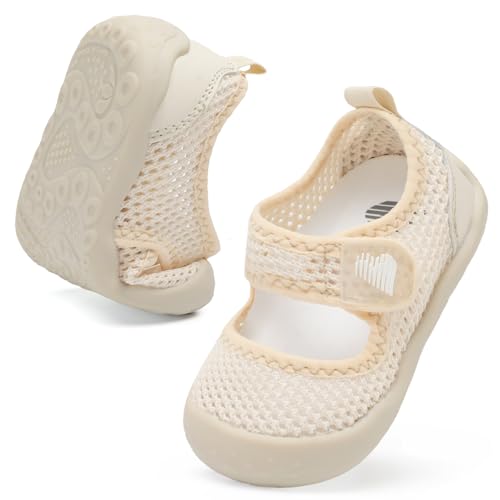 Toddler Water Shoes - Barefoot Aqua Socks for Kids Breathable Quick-Dry Beach Pool Shoes, 6-6.5 Beige