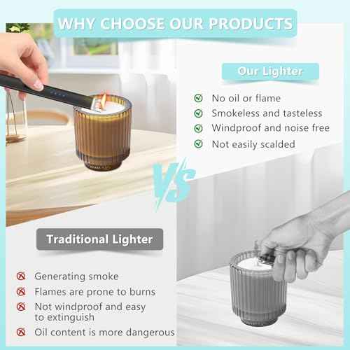 Stocking Stuffers for Women£ºElectric Lighter, Rechargeable Lighter with Battery Indicator Light and Safety Switch, Electric Candle Lighters for Scented Candles,Barbecues, Camping, Holiday Parties