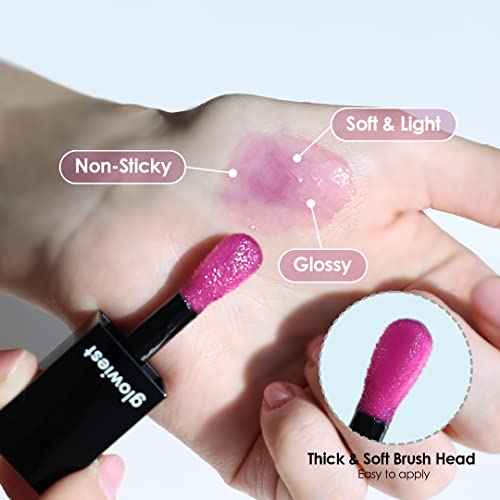 glowiest EFFORTLESS Glow Lip Oil 003 BERRY: Hydrating, Nourishing, Plumping | Non-Sticky Lip Gloss, Sheer, Lip Camellia Oil - 0.17oz (5ml)