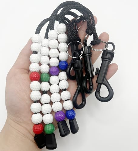 Golf Stroke Counter Beads Set with Clip - 4 Pack Golf Score Keepers