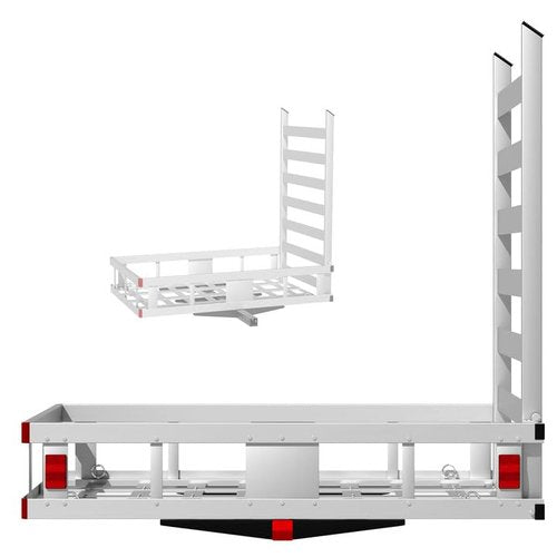 50" x 29.5" x 9" Hitch Cargo Carrier w/Ramp Foldable, 800 LBS Capacity Hitch Mount Cargo Carrier, 41.5“ Ramp, Steel Wheelchair Carrier Mobility Scooter Ramp, 2" Hitch Receiver for SUV Truck Van Car