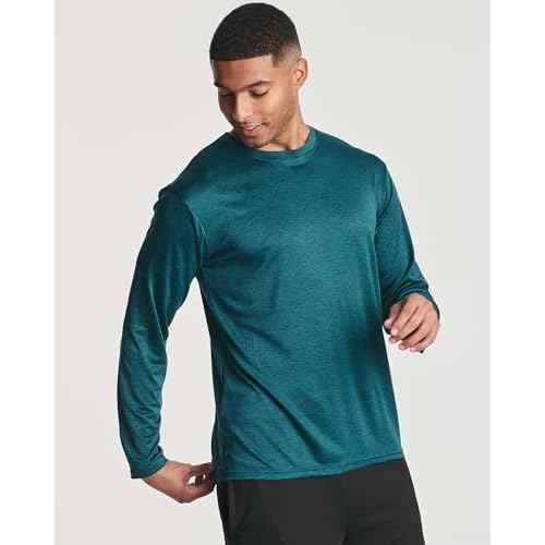 Real Essentials 4 Pack: Mens Long Sleeve Dry Fit T Shirts Hiking Fishing Workout Gym Work Sun UPF 50 Wicking Running Tee