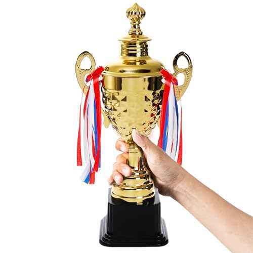 Fasmov Large Trophy Cup for Custom Trophy Keepsake, Gold Award for Sports, Tournaments, Competitions, 14.5 inches