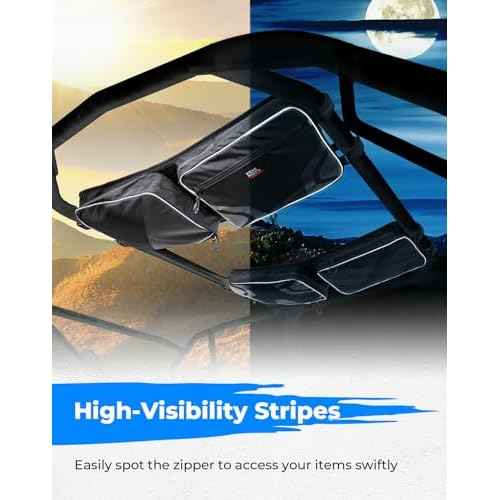 KEMIMOTO UTV Large Storage Roof Bag Compatible with Pioneer 1000 3P 6P/Polaris RZR XP 4 1000/Uforce 1000,1680D Oxford Fabric with Several Pockets Water-Resistant Overhead Storage Bags (2 Pack)