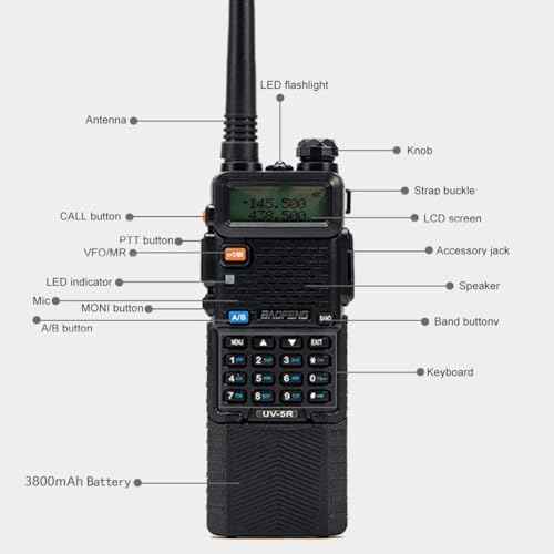 Baofeng UV-5R Dual Band Two Way Radio Handheld Ham Radio Long Range Walkie Talkies Pack of 6 for Hiking Camping Hunting Skiing Trip(Black) with 3800mAh Battery