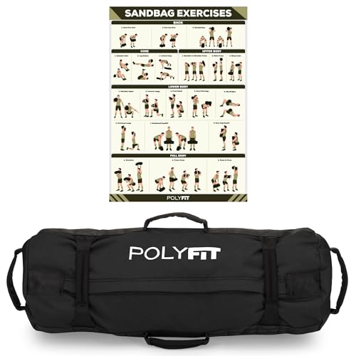 Polyfit Workout Sandbag with 8 Handles - Black, Small 10-50lbs