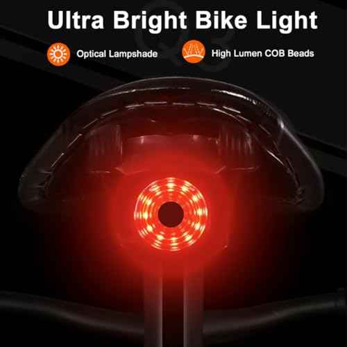Smart Bike Tail Light, Brake Sensing Bike Rear Light, Auto On/Off, USB-C Rechargeable,Ultra Bright Lights for Bikes Riding at Night, Easy Mount Bicycle Safety Lights for Road Mountain Cycling