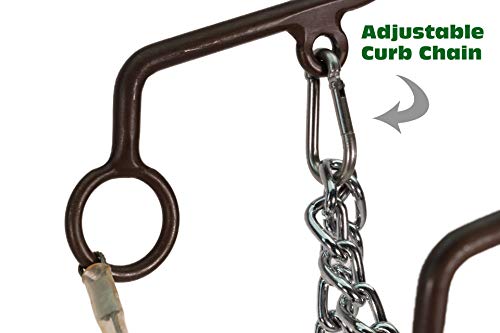 Western Hackamore Rope Nose Band Antique Bronze 6-inch Cheek Adjustable