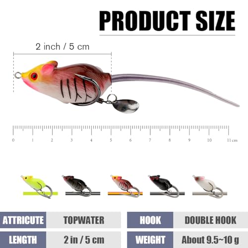 Soft Plastic Mouse Fishing Lure Pack with Tackle Box for Bass & Predator Fish