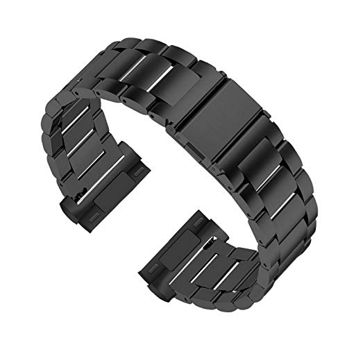 Black Stainless Steel Watch Band Compatible with Fitbit Versa 4 Sense 2 Versa 3 Sense - Adjustable Metal Wristband for Men Women