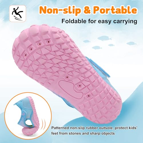 Kids Water Sandals - Adjustable Sport Shoes with Non-Slip Rubber Sole - Purple Blue, 3 Big Kid