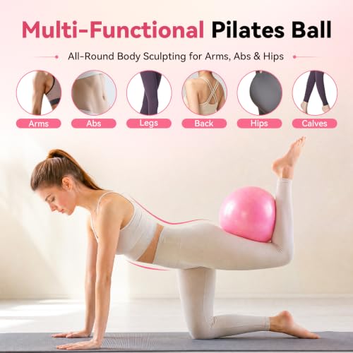 Pink 16-inch Pilates Kit for Women with Ring, Ball, Weights & Resistance Bands