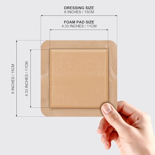 6''x6'' Silicone Foam Wound Dressings 20 Pack - Gentle Border, Waterproof, Absorbent, Self-Adhesive Pressure Sore Pads