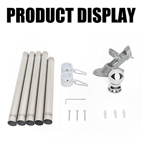 NELXINJO 6FT Flag Pole with Bracket,Professional Stainless Steel No Tangle Spinning Pole and Flag Pole Kit with Bracket for Residential or Commercial