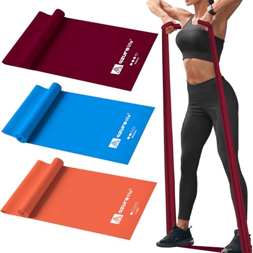 Resistance Bands Set 6.9FT Long Non-Latex Exercise Bands for Yoga Pilates & Rehab - Orange, Blue, Purple
