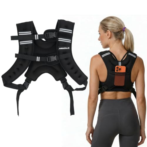 Weighted Vest for Fitness & Strength Training 8lb-16lb Adjustable Reflective