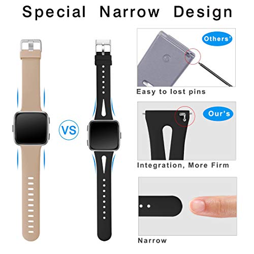 Large Black Silicone Fitbit Versa 2 Bands for Women Men - Comfortable & Durable