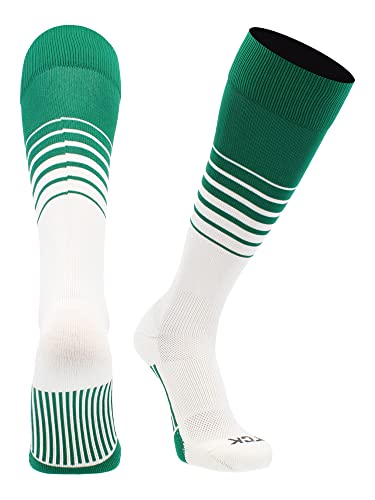 X-Large Soccer Socks Over-the-Calf Striped Socks Green & White US Made