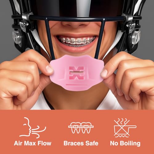 Pink Football Mouthguard with Strap - Breast Cancer Awareness, Soft Pink