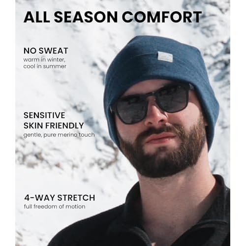 Merino Wool Beanie Men and Women ? Novelty Cuff Merino Wool Hats for Men and Women - Unisex Adult Beanie Hat and Socks