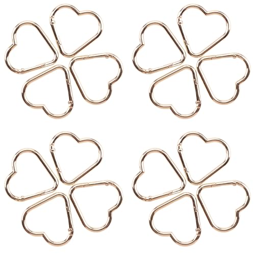 16-Pack Gold Heart Carabiner Clips, Cute Keychain Accessories for Backpacks & Hiking Gear, Aluminum Alloy Spring Snap Hook(Lightweight, Bulk Value Set)