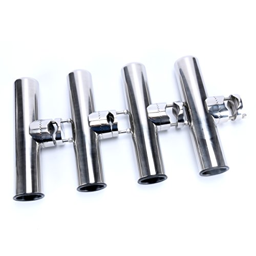 Marine Grade Stainless Steel Clamp-On Fishing Rod Holder for Rails 1"-1-1/4"