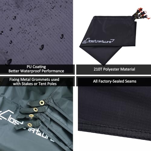 Heavy Duty Tent Footprint Floor Saver - 180 x 144 Inches Camping Tarp, Black