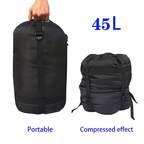 Water-Resistant Compression Sack for Sleeping Bags & Camping - Black 45L