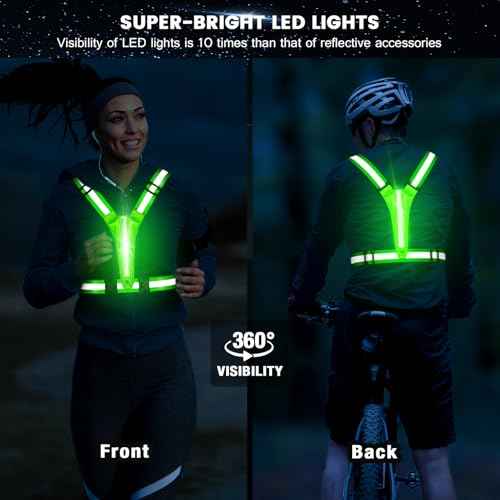 LED Reflective Running Vest Gear,Light Up Vest Runners Night Walking USB Rechargeable,Up to 11hrs Light with Adjustable Waist/Shoulder for Women Men Kids