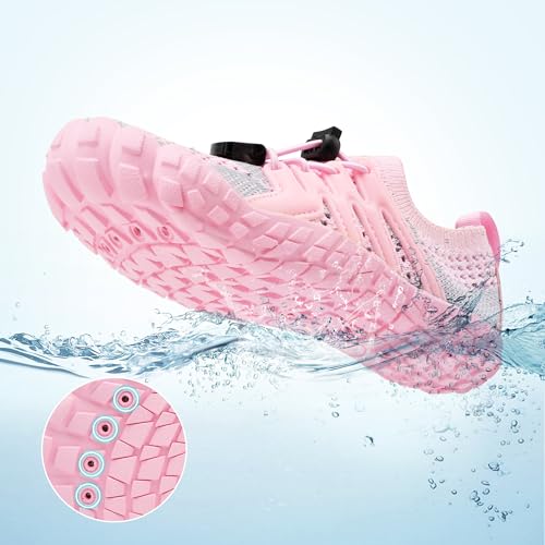 Kids Water Shoes with Adjustable Laces - Pink, Size 13 Little Kid