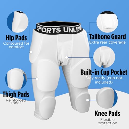 Youth Football Girdle with 7 Pads for Boys Large - Protective Athletic Wear