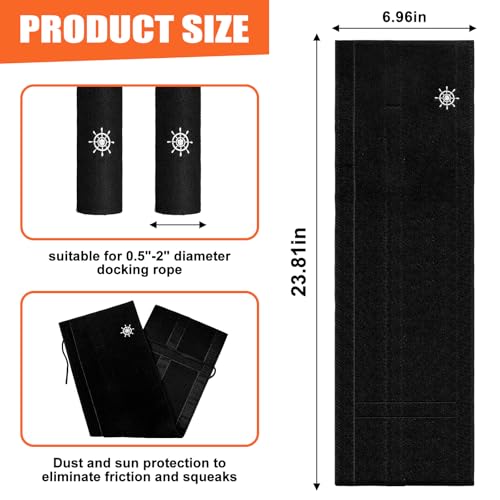Removable Dock Line Chafe Guards 24 Inch Black Rope Protectors for Boats - Variation 4