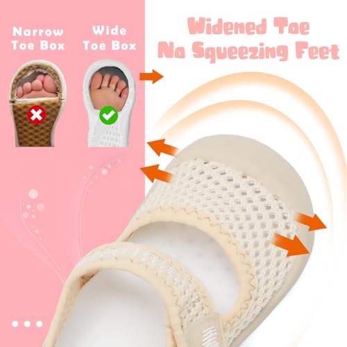 Toddler Water Shoes - Barefoot Aqua Socks for Kids Breathable Quick-Dry Beach Pool Shoes, 6-6.5 Beige