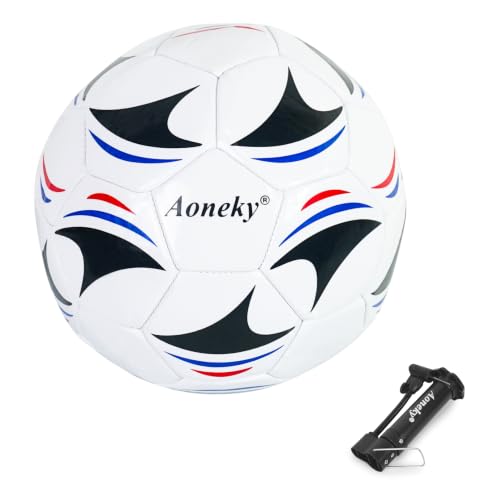 Soccer Ball with Pump - 1 Pack, White/Black/Blue/Red, Durable, Eco-Friendly
