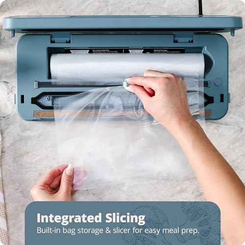 Greater Goods Vacuum Sealer ? Powerful, Compact, with 4-in-1 Functions, Built-in Cutter, and Vacuum Seal Bags, Ideal for Sous Vide and Food Storage (Stone Blue)