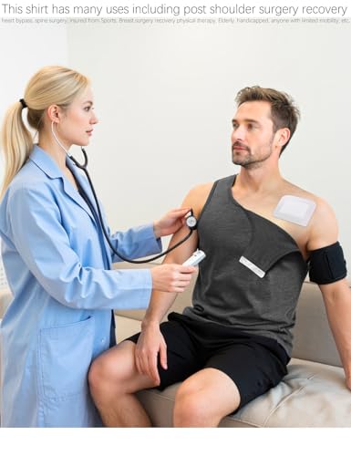 Unisex Shoulder Surgery Shirt - Snap-Access Sleeveless Tank (X-Large, Dark Grey) - Shishuyu