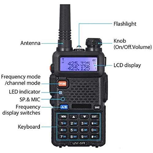 Baofeng UV-5R Dual Band Two Way Radio Handheld Ham Radio Long Range Walkie Talkies Pack of 6 for Hiking Camping Hunting Skiing Trip(Black)