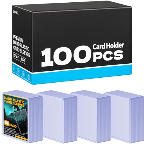 100 Card Sleeves for Baseball & Trading Cards - 3x4 inch Hard Plastic Protectors