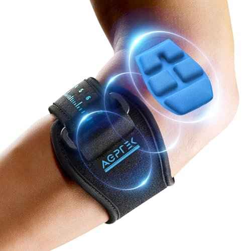 AGPTEK 3D Air Cushion Elbow Brace for Tendonitis and Tennis Elbow Pain Relief, Golfers Elbow Support Strap Counterforce Arm Band Epicondylitis Clasp with Compression Pad for Men & Women, 1 Pack